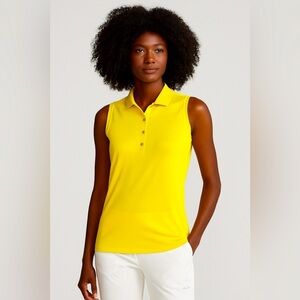 RLX Ralph Lauren Sleeveless AirTech Piqué Polo XS NWT Yellow Golf Active Top